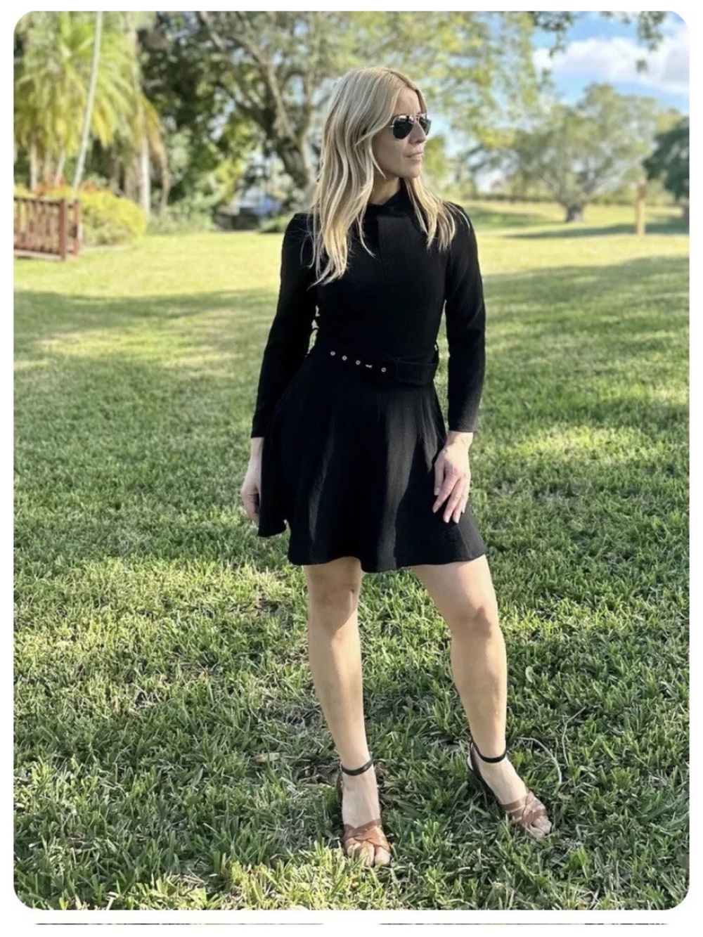 Zara Black Long-Sleeve Belted Mini Dress Medium Classic Classy Minimalist